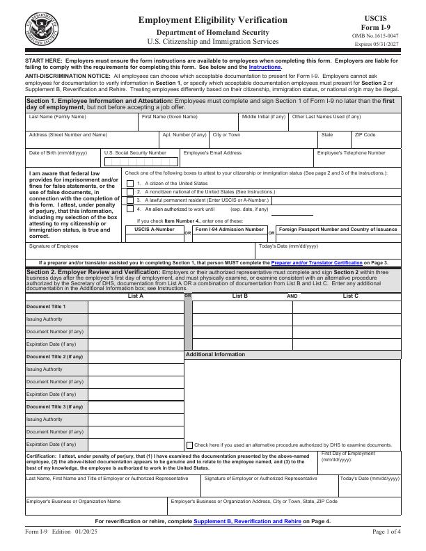 I-9 Employment Eligibility