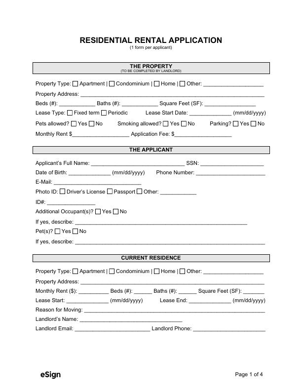 Residential Rental Form