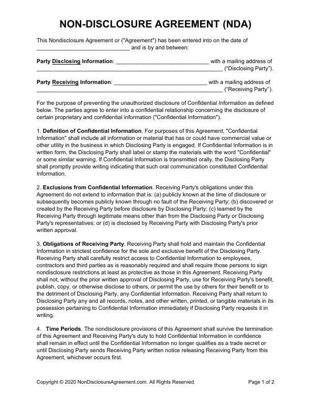 Non-Disclosure Agreement (NDA)