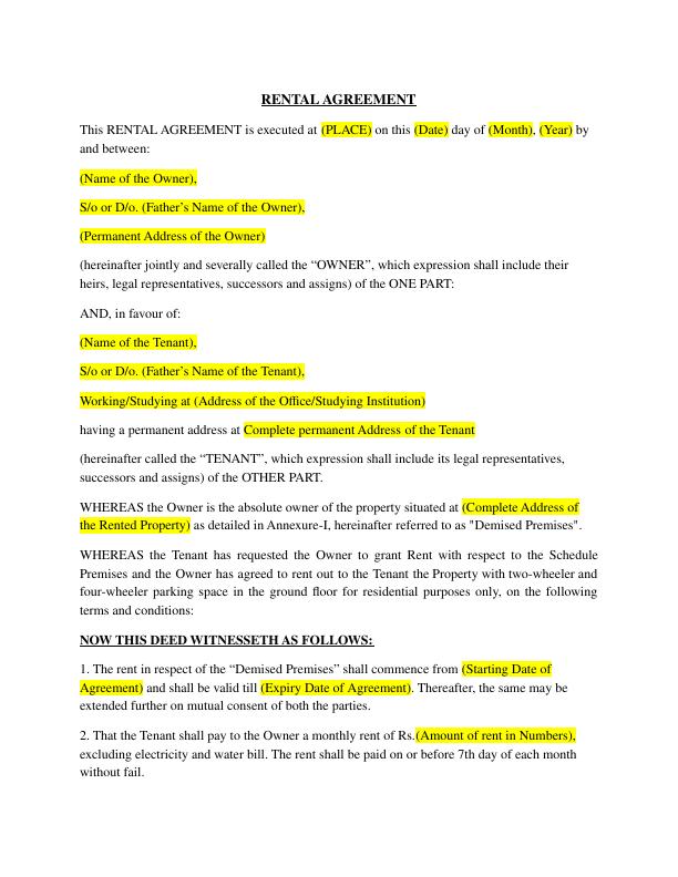 Residential Lease Agreement